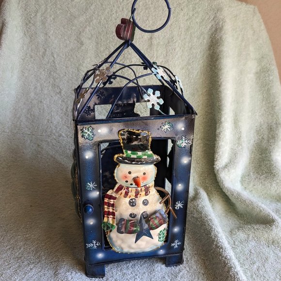 Christmas Metal Country-Style Lantern Hanging or Table Top Holiday Accent - Picture 1 of 8